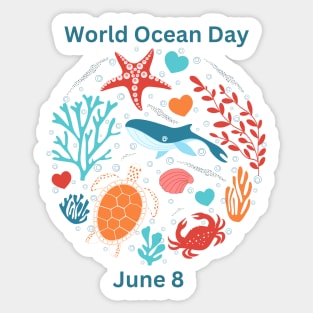 World Ocean Day June 8 Sticker